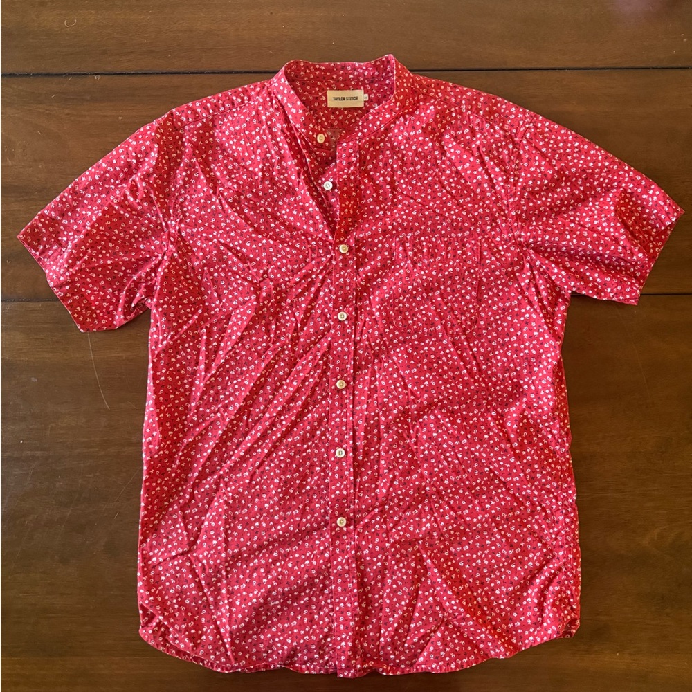 Taylor Stitch Red Floral Men's Casual Shirt